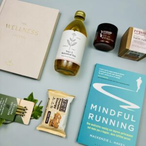 A picture of the range of unique gifts for runners that are included in the Mindful Runners Gift Box