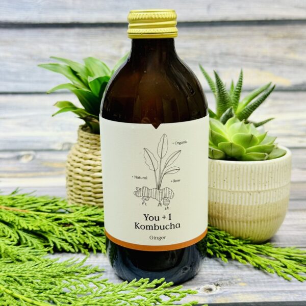 A picture of the You + I Ginger Kombucha that is included in the Good Vibes Gift Box