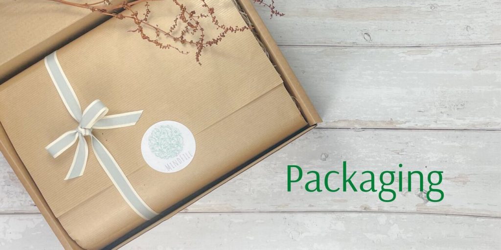 A picture of the eco-friendly packaging for our wellness box and care packages.